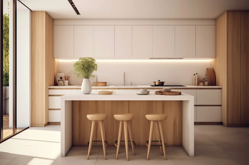 cocinas blancas con madera